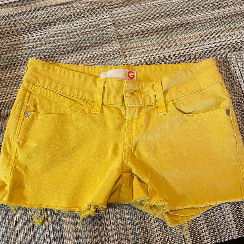 Yellow, low rise, booty shorts